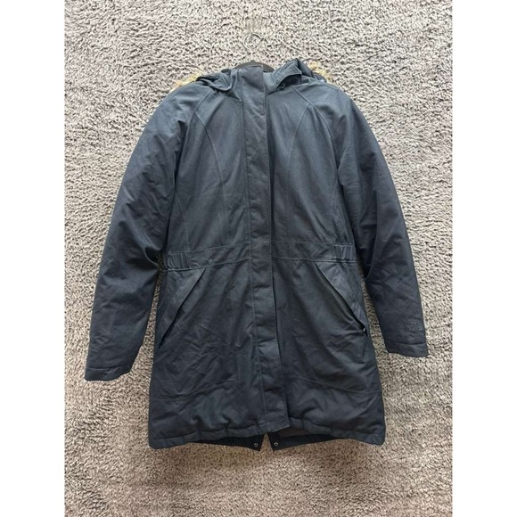 The North Face Arctic Shearling Hooded Parka Jacket Black‎ Womens Size XL